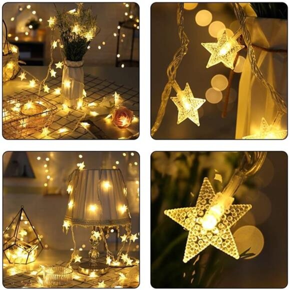 Star String Lights 16ft 50 LED Warm White Fairy Lights Indoor Outdoor Decor - Picture 4 of 8